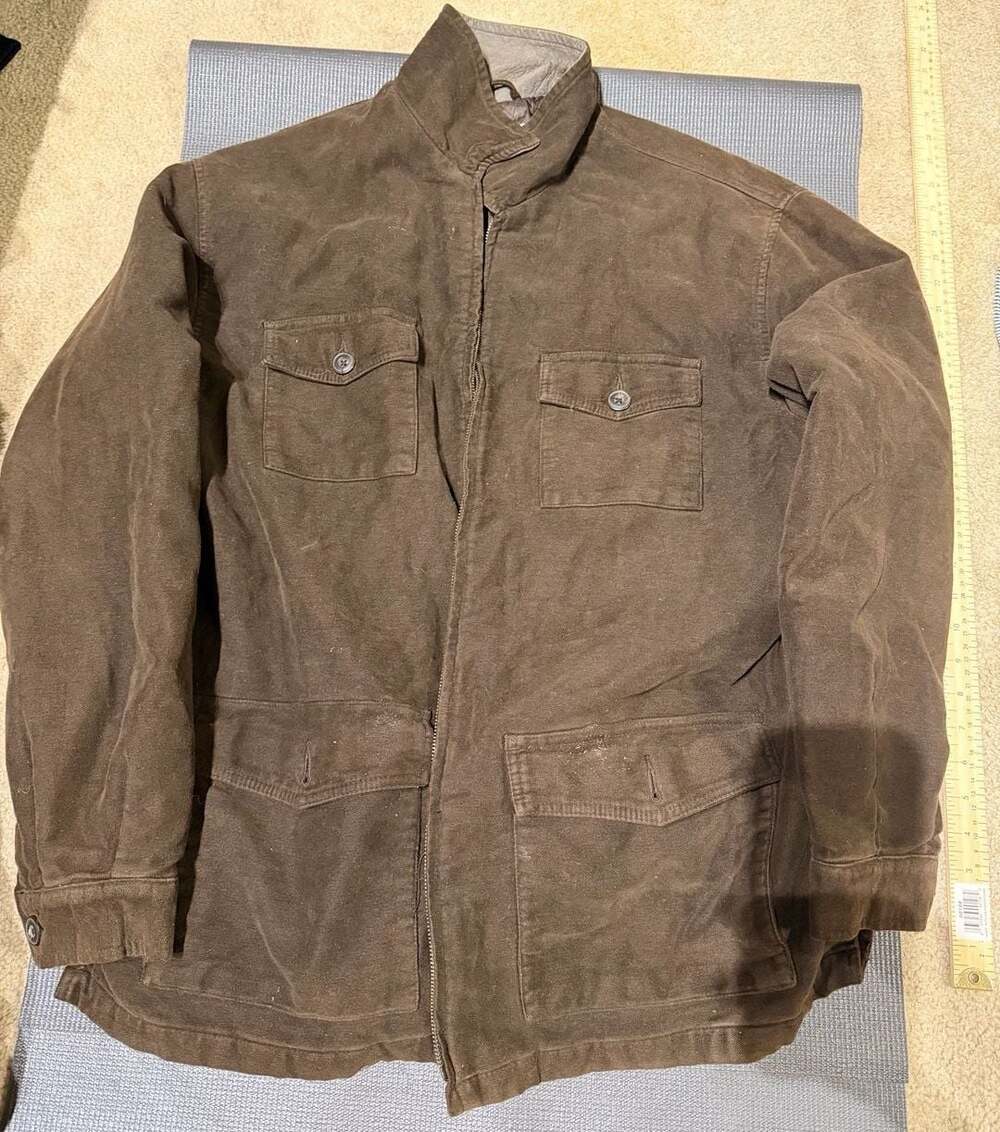 Gap Vintage Brown Cotton Corduroy & Leather Collar Utility Field Jacket Size L